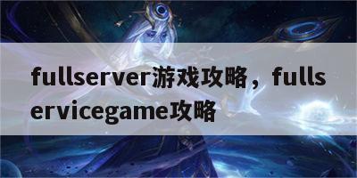 fullserver游戏攻略，fullservicegame攻略