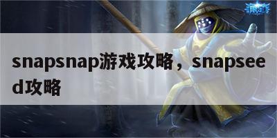 snapsnap游戏攻略，snapseed攻略