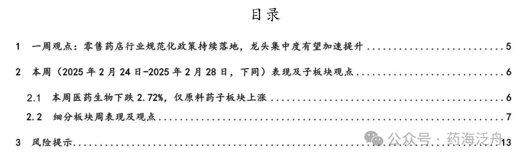 中邮·医药|周观点：零售药店行业规范化政策持续落地，龙头集中度有望加速提升