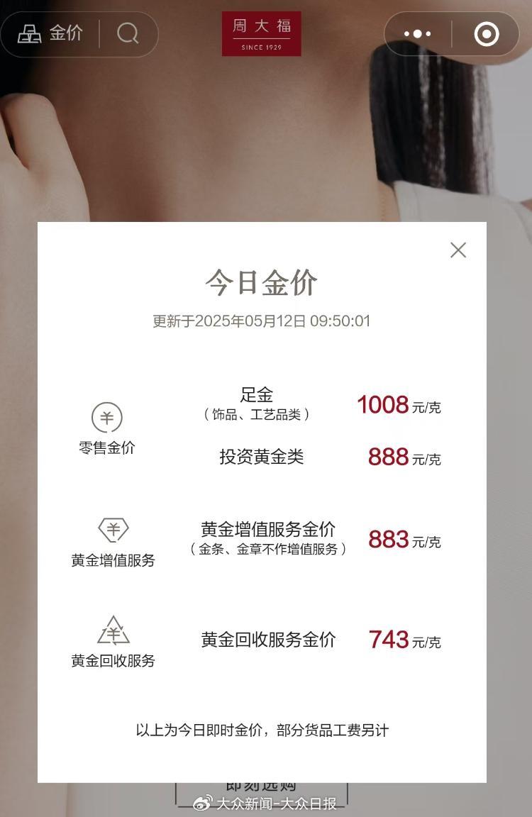 金价回调！金饰价格跌破千元