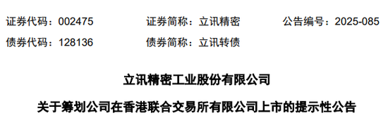 立讯精密，拟香港IPO，或由中金、中信、高盛联席保荐 | A股公司香港上市