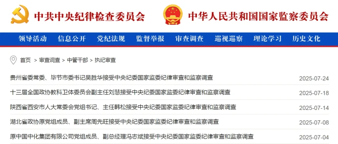 中央纪委国家监委网站发布反腐月报